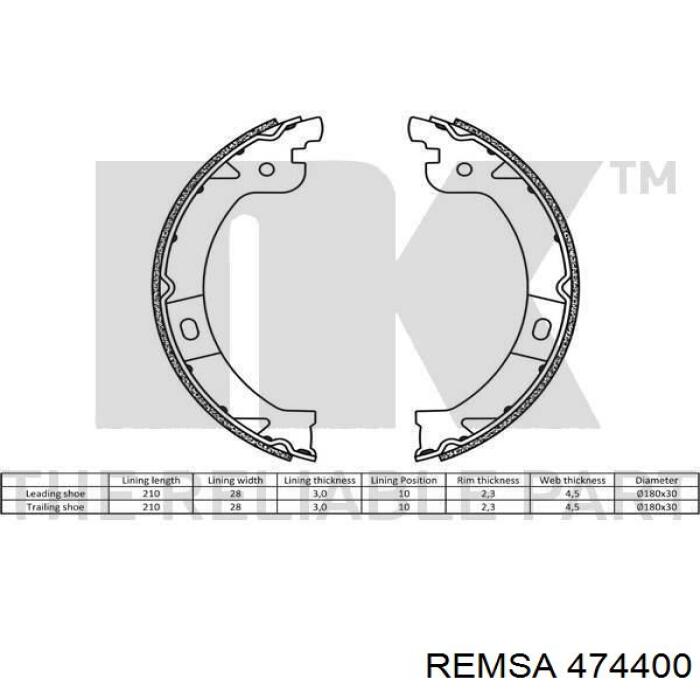 Колодки ручника 474400 Remsa