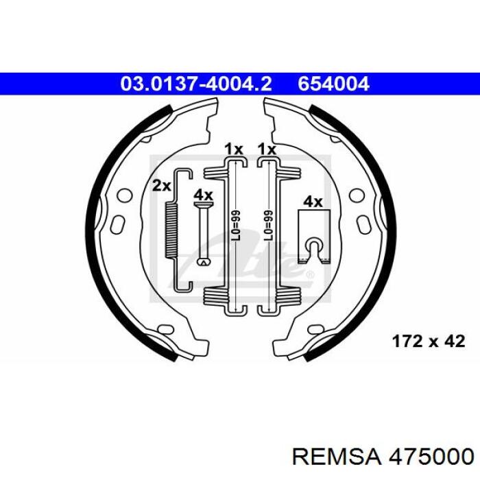 Тормозные колодки стояночного тормоза Remsa 475000 цена, от 25.43 USD
