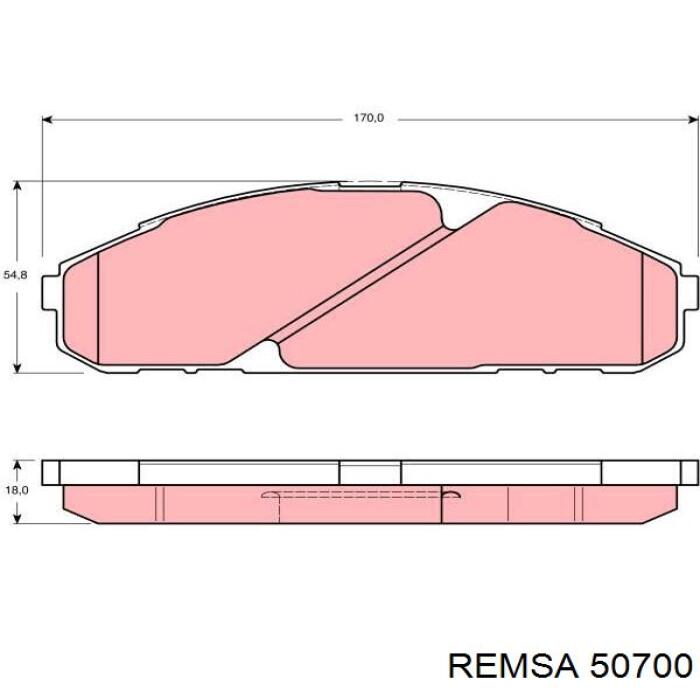 Передние тормозные колодки 50700 Remsa