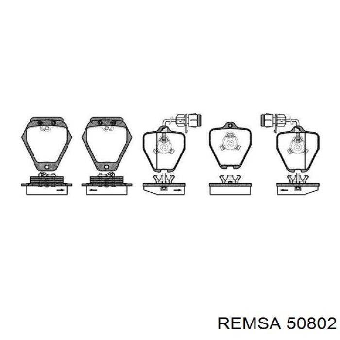 Передние тормозные колодки 50802 Remsa