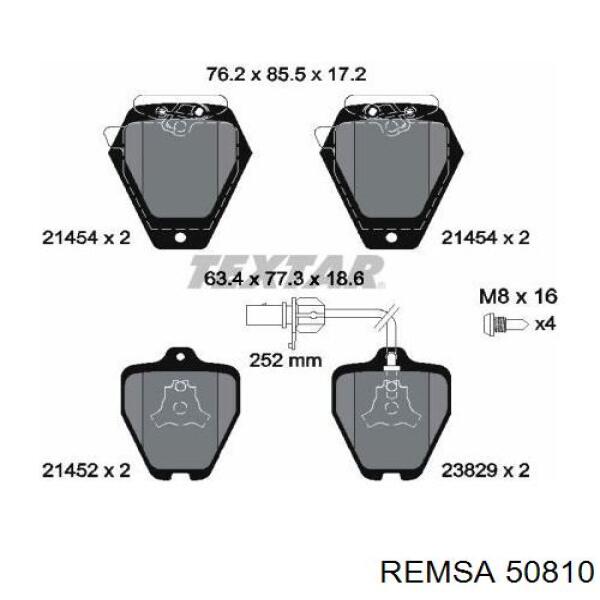 50810 Remsa колодки тормозные передние дисковые