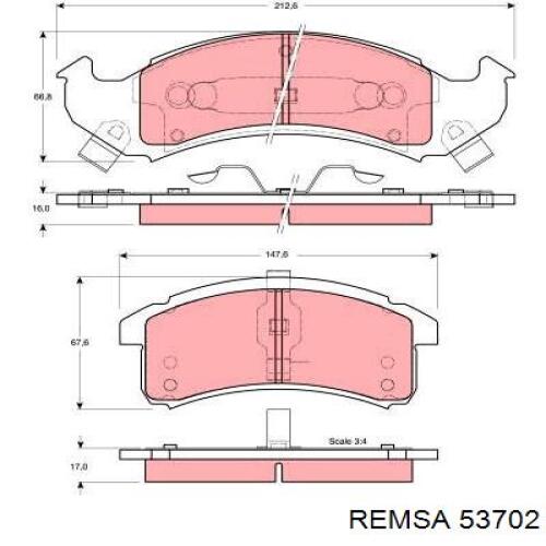 Передние тормозные колодки 53702 Remsa
