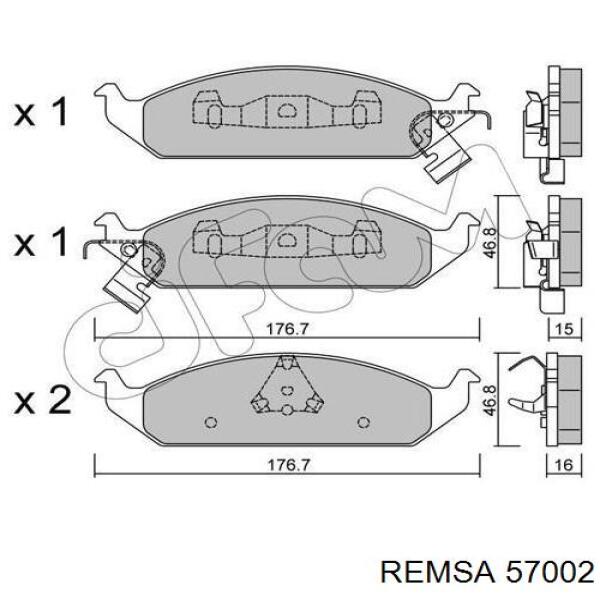 57002 Remsa колодки тормозные передние дисковые