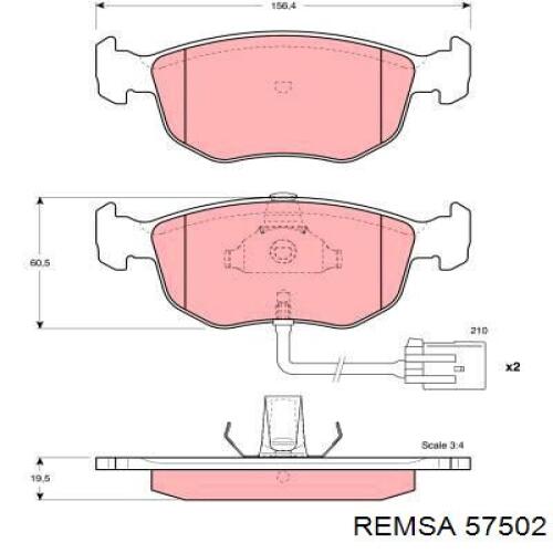 Передние тормозные колодки 57502 Remsa