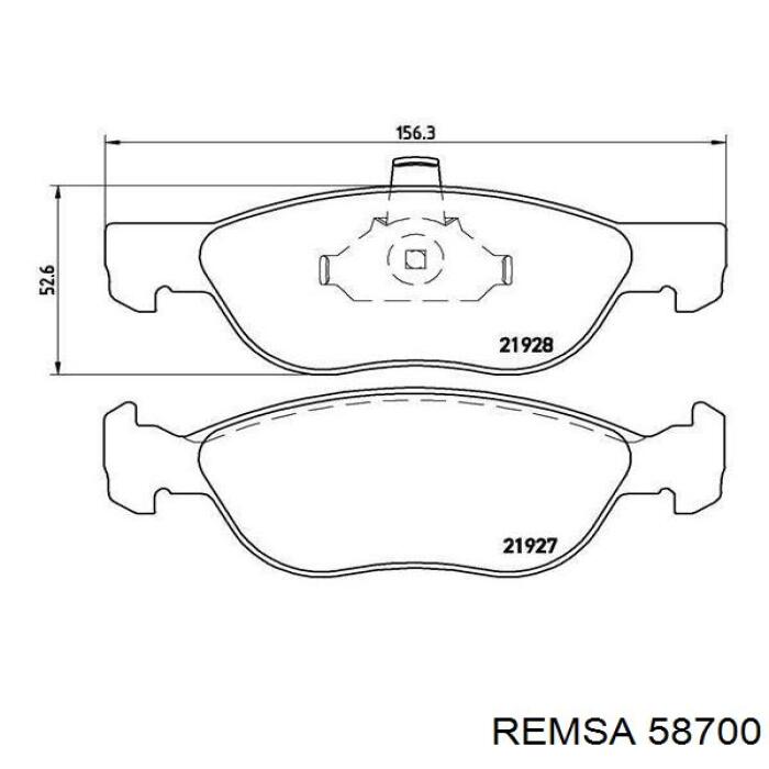 Передние тормозные колодки 58700 Remsa