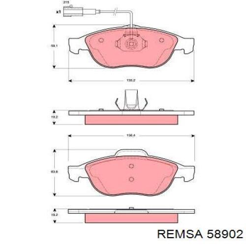 58902 Remsa Колодки передние