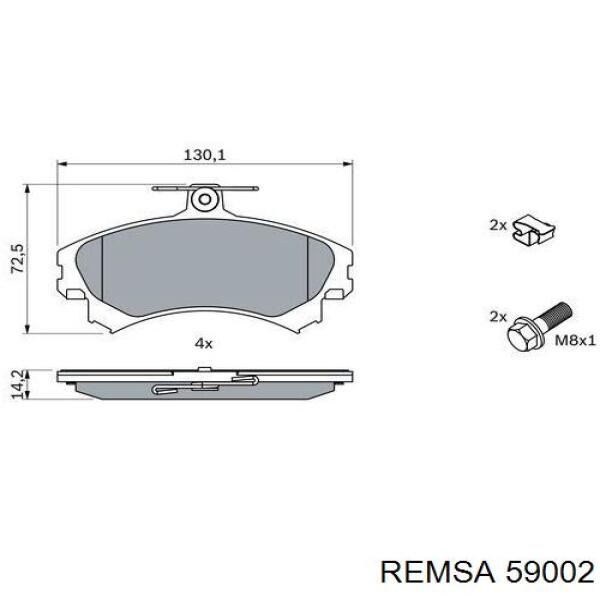 Передние тормозные колодки 59002 Remsa
