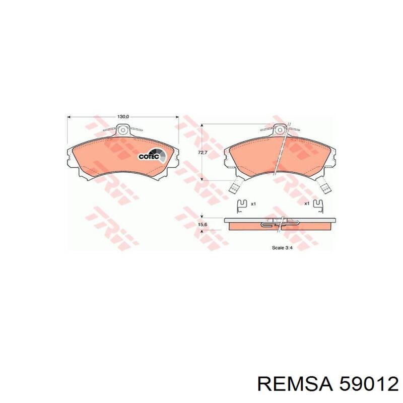 59012 Remsa колодки тормозные передние дисковые
