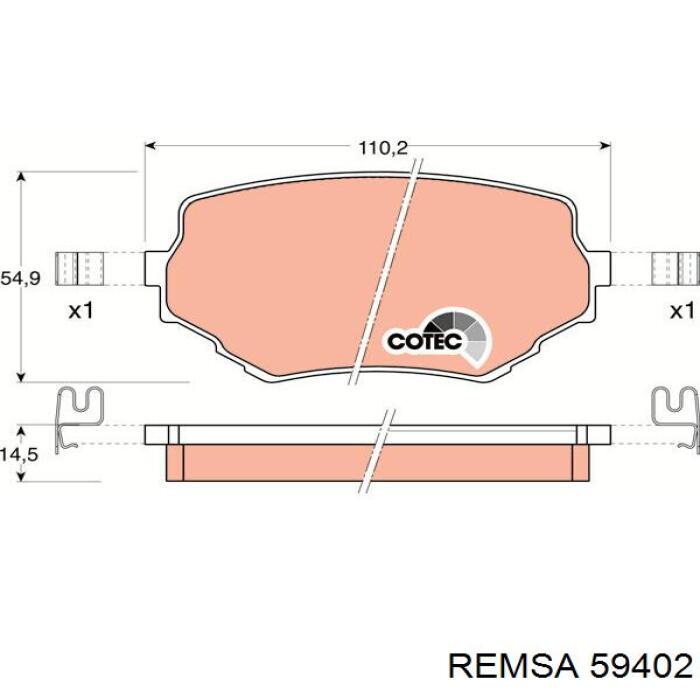 59402 Remsa Колодки передние