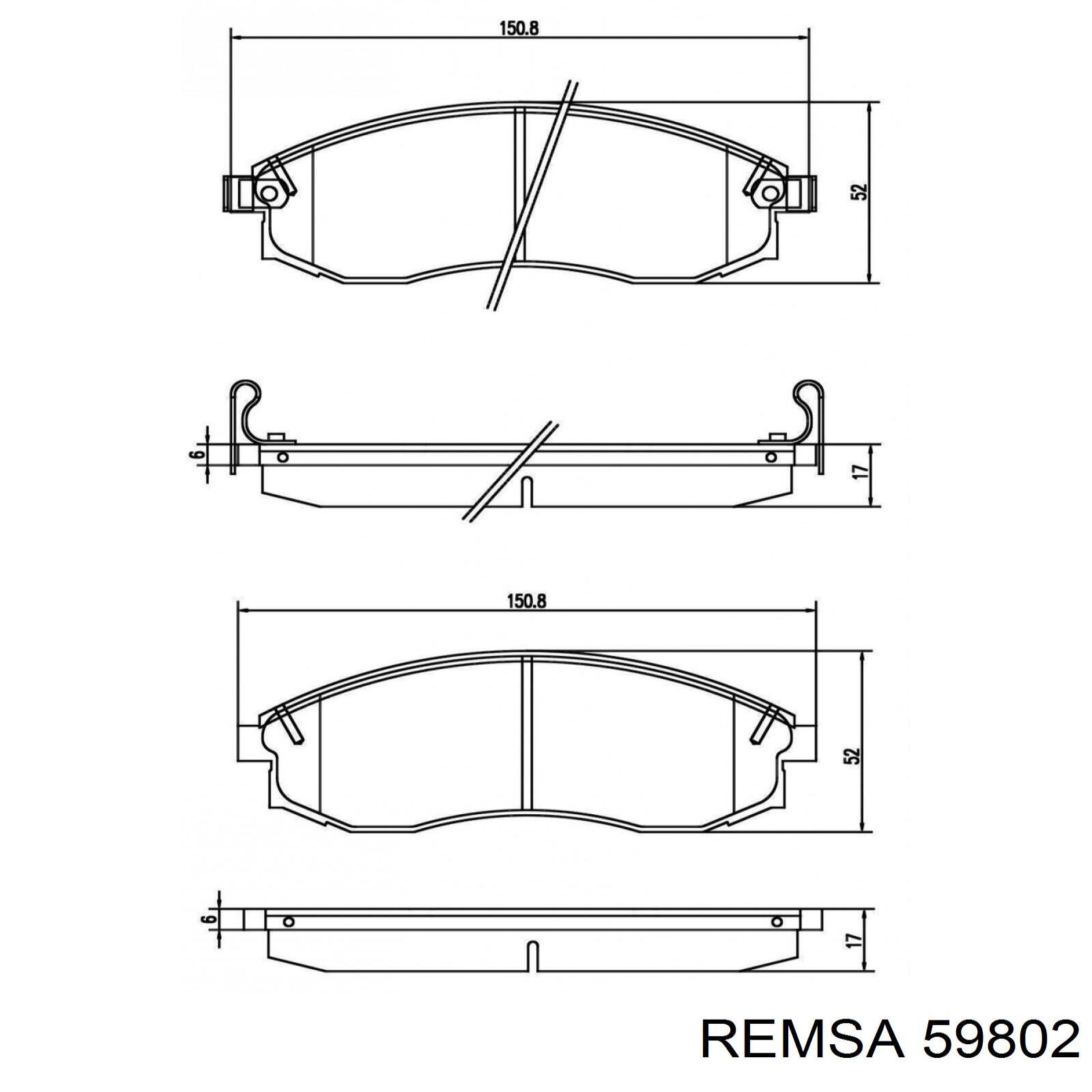 59802 Remsa Колодки передние