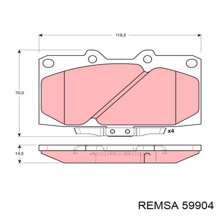 Передние тормозные колодки 59904 Remsa