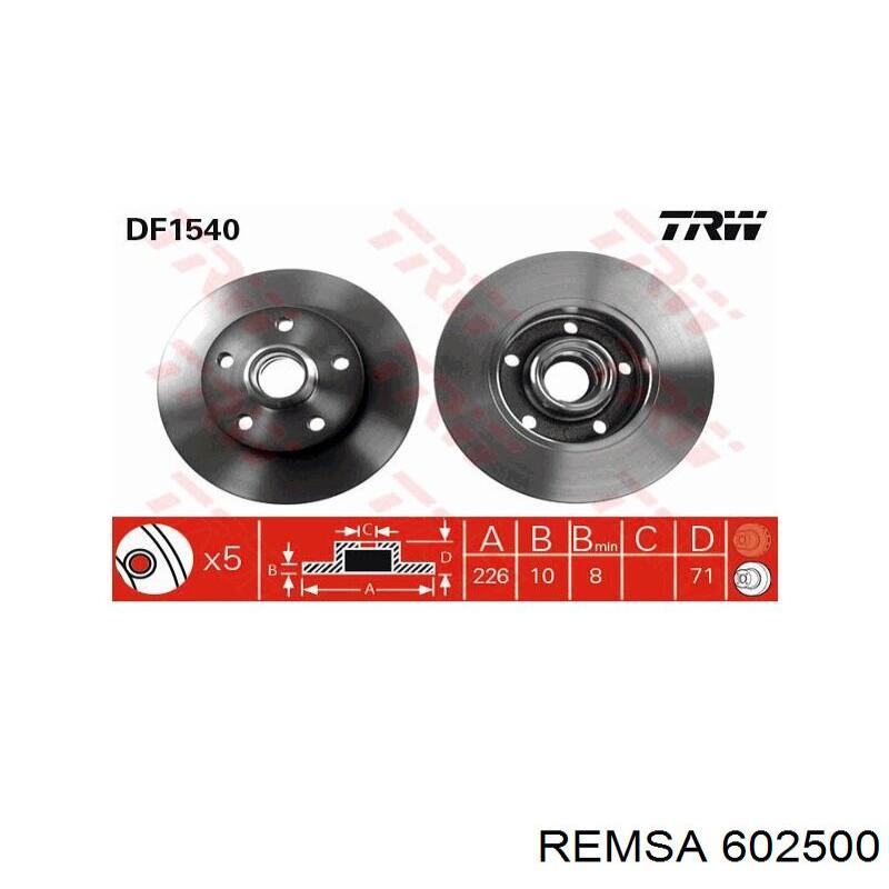 Купить 602500 Remsa Диск тормозной задний