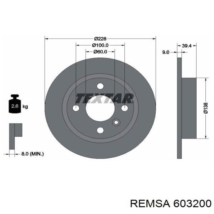 Тормозные диски 603200 Remsa