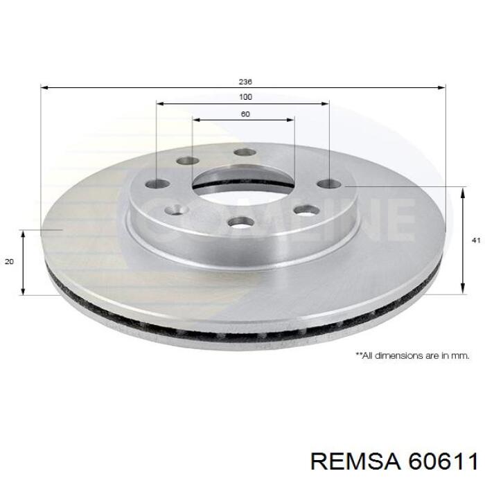 Передние тормозные диски 60611 Remsa