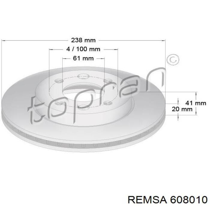 Передний тормозной диск Remsa 608010