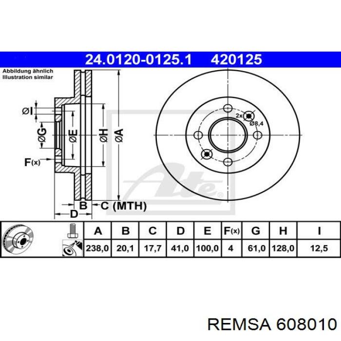 Тормоз дисковый передний Remsa 608010 цена, от 25.45 USD