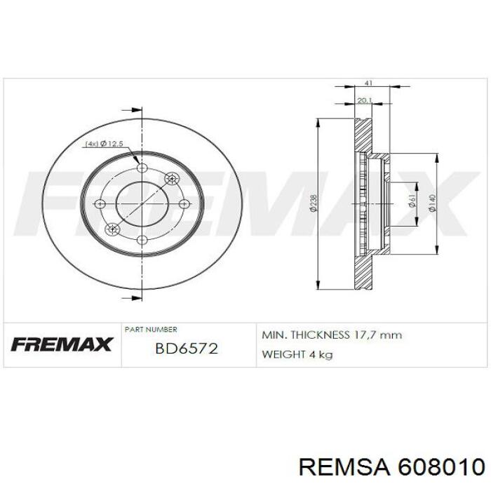 Купить 608010 Remsa Ротор тормозной