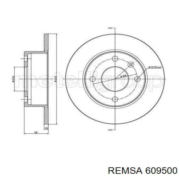 Передние тормозные диски 609500 Remsa