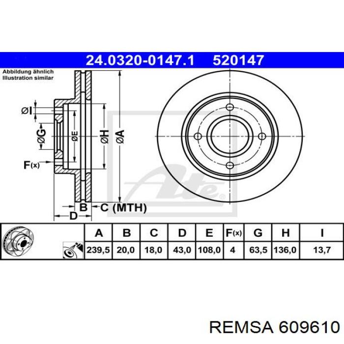 Тормоз дисковый передний Remsa 609610 цена, от 23.19 USD
