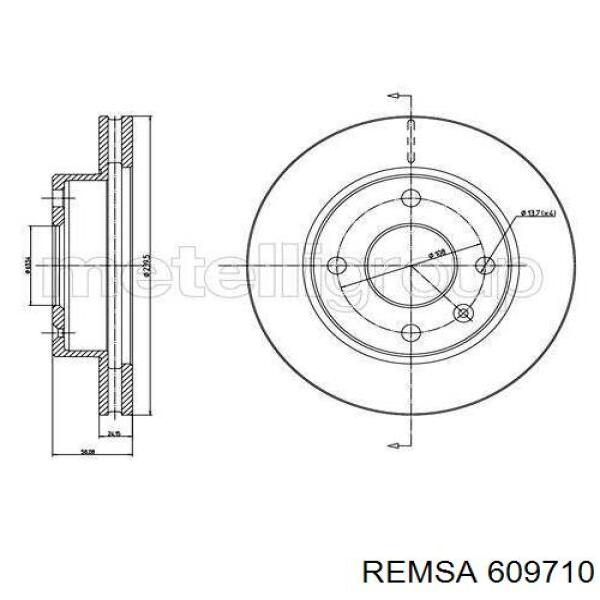 Передние тормозные диски 609710 Remsa