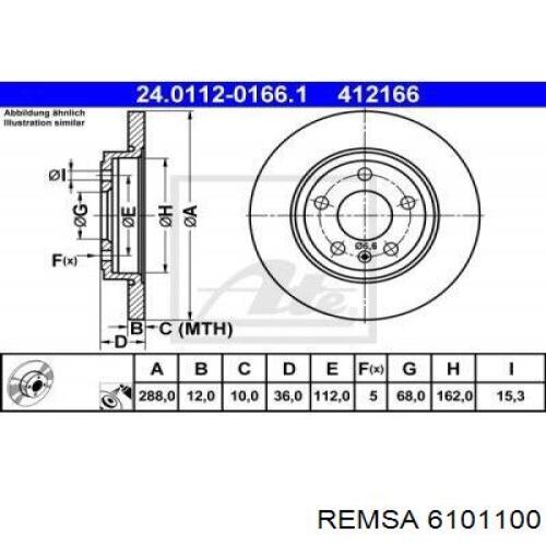 Задний тормозной диск Remsa 6101100 цена, от 38.90 USD