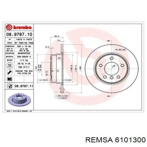 Задний дисковый тормоз Remsa 6101300