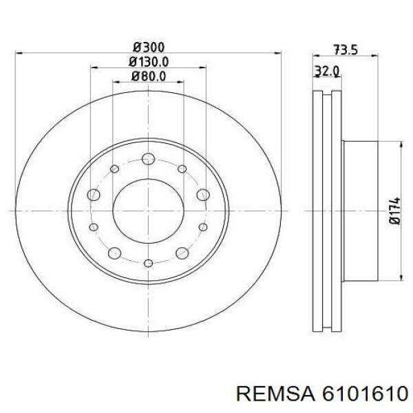 Тормоз дисковый передний Remsa 6101610 цена, от 62.54 USD