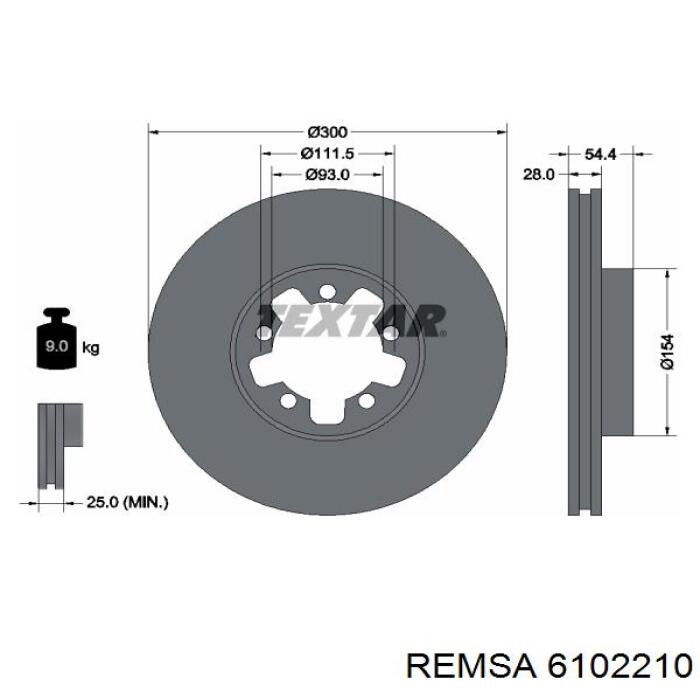 6102210 Remsa Диск тормозной передний