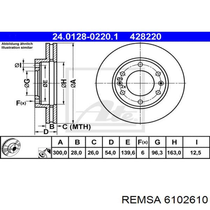 Передние тормозные диски 6102610 Remsa