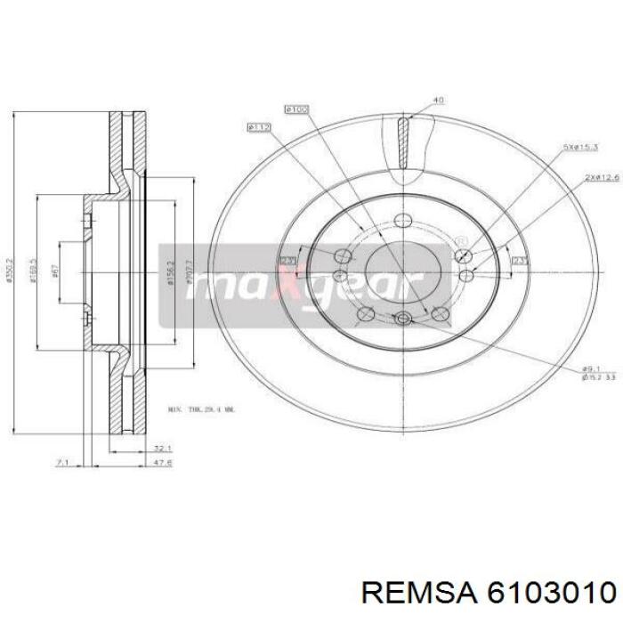 Передний тормозной диск Remsa 6103010