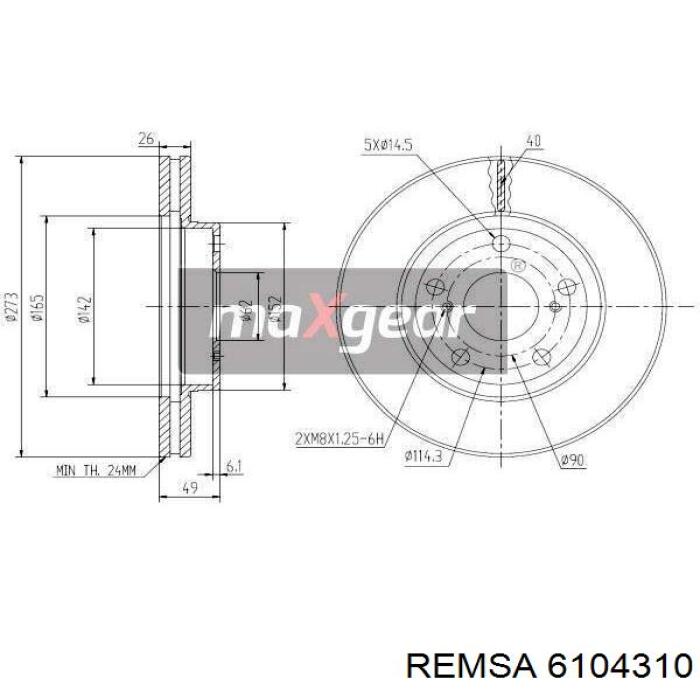 Передний тормозной диск Remsa 6104310