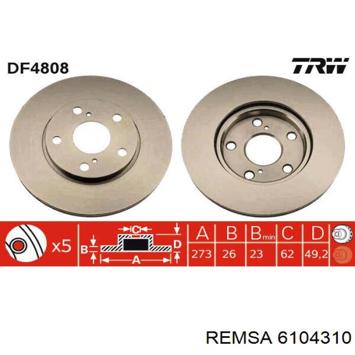 Тормоз дисковый передний Remsa 6104310 цена, от 48.40 USD