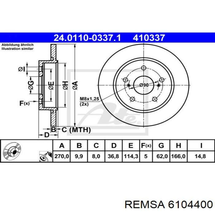 6104400 Remsa Дисковый тормоз