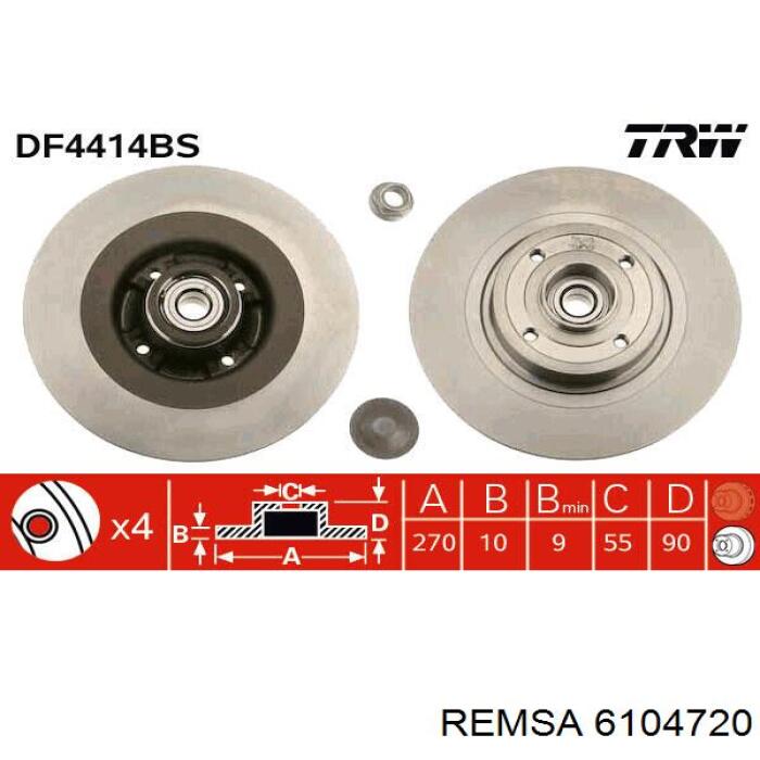 Купить 6104720 Remsa Диск тормозной задний