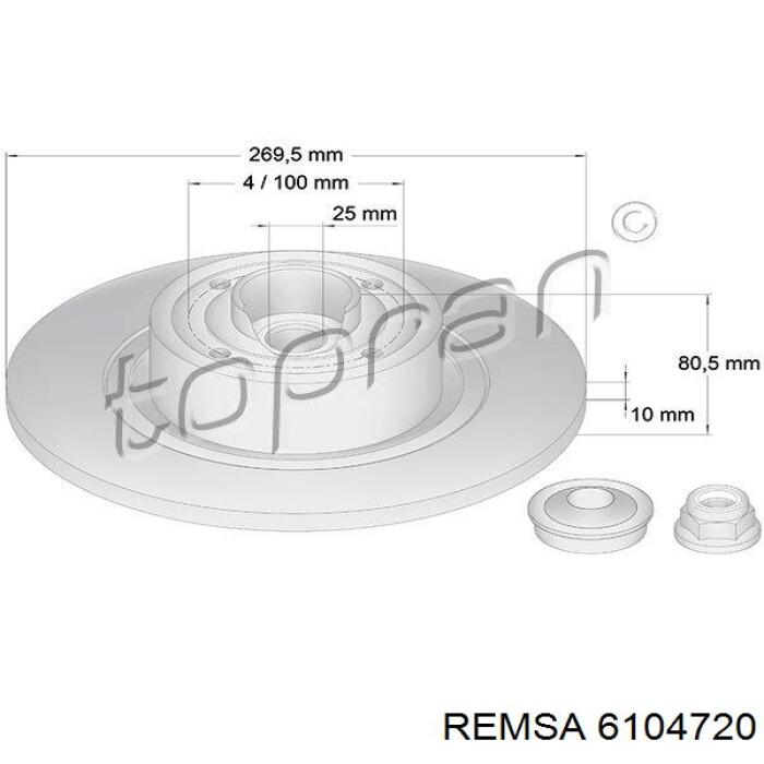 Задний дисковый тормоз Remsa 6104720