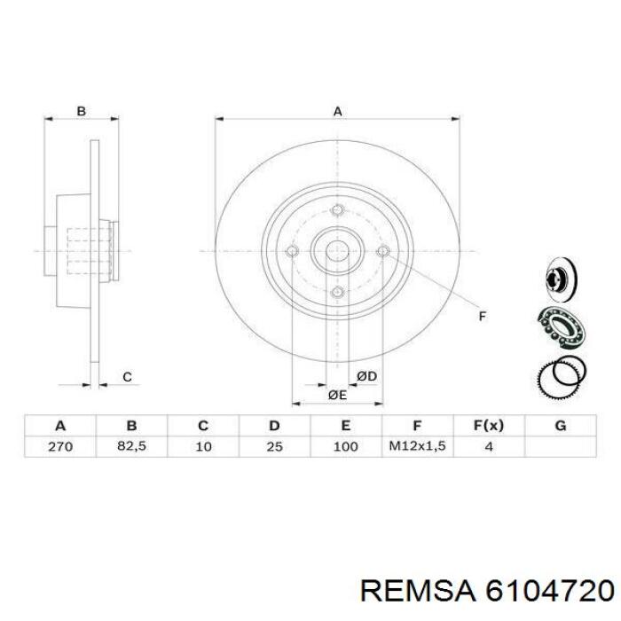 Задний тормозной диск Remsa 6104720 цена, от 90.93 USD