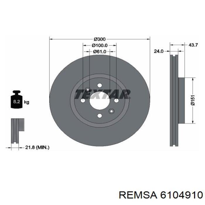 Тормоз дисковый передний Remsa 6104910 цена, от 57.30 USD