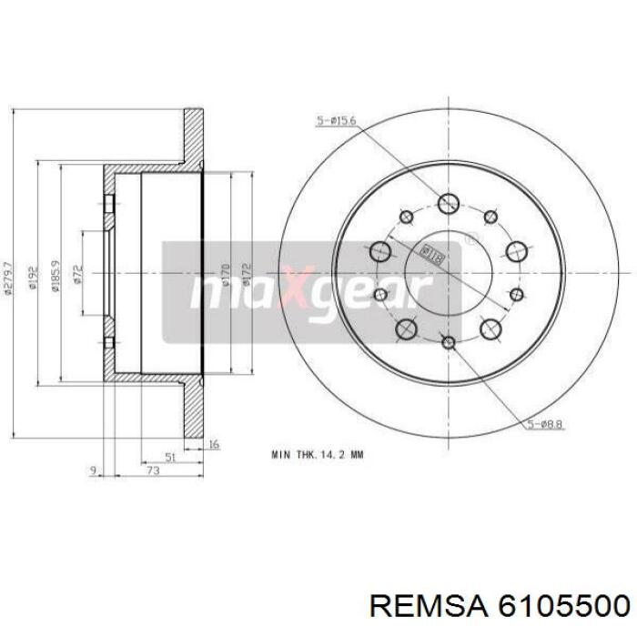 Купить 6105500 Remsa Диск тормозной задний