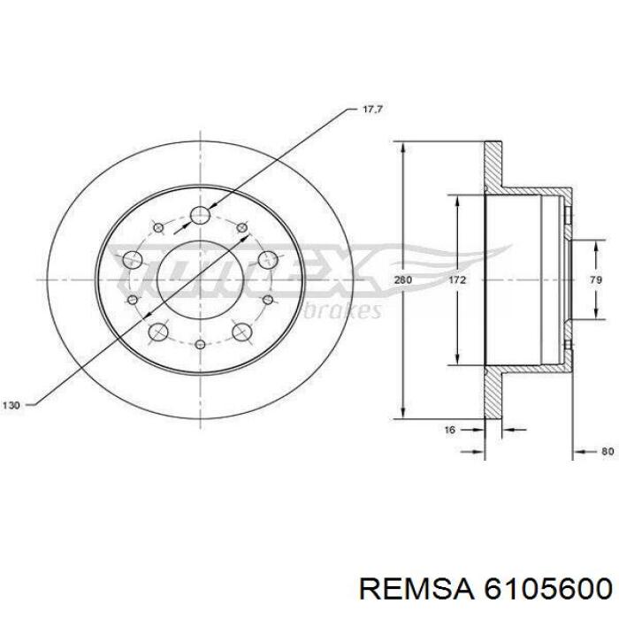 Задний дисковый тормоз Remsa 6105600