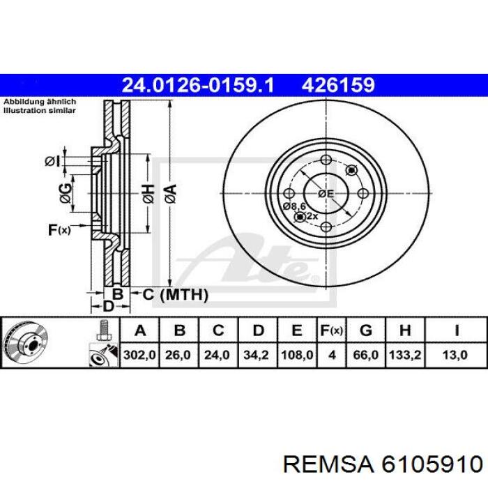 Тормоз дисковый передний Remsa 6105910 цена, от 46.47 USD