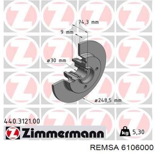 Купить 6106000 Remsa Диск тормозной задний