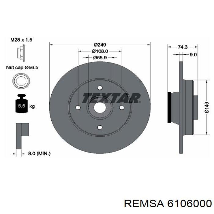 Задний тормозной диск Remsa 6106000 цена, от 46.41 USD