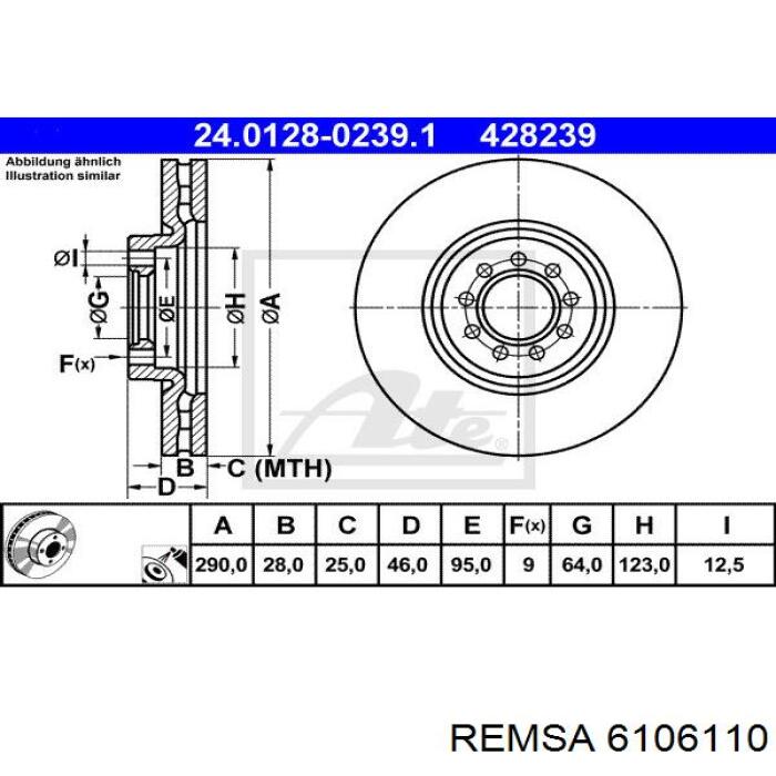 Купить 6106110 Remsa Ротор тормозной
