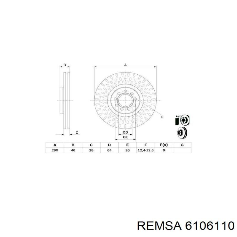 Передний тормозной диск Remsa 6106110