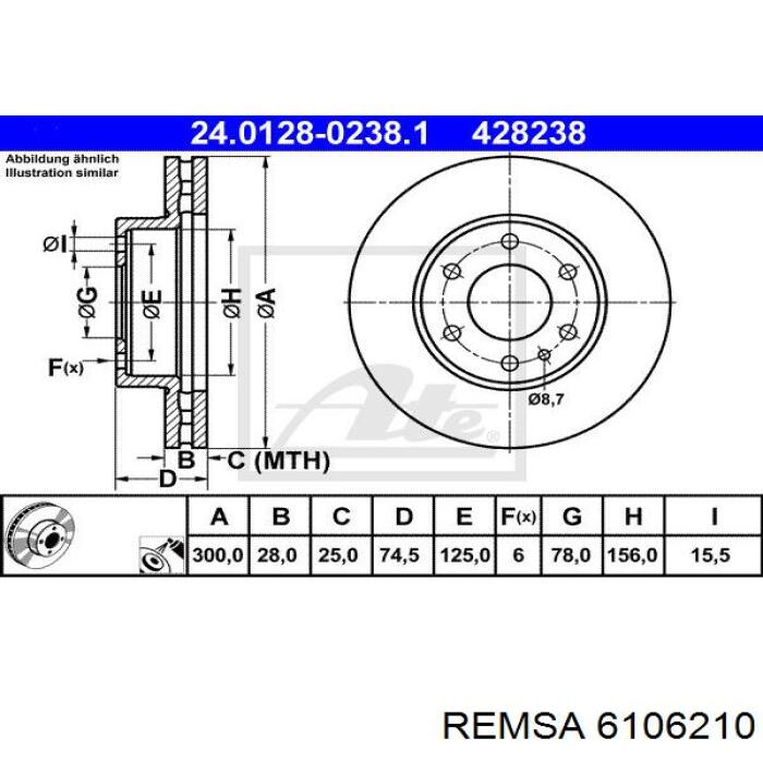 Купить 6106210 Remsa Ротор тормозной
