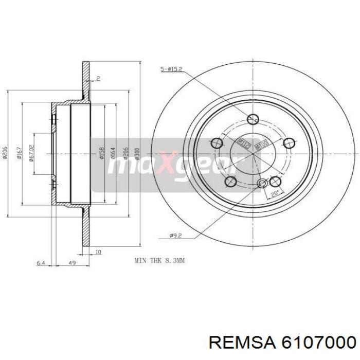 Тормозные диски 6107000 Remsa