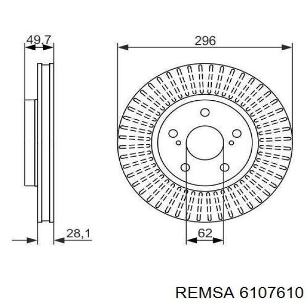 Передние тормозные диски 6107610 Remsa