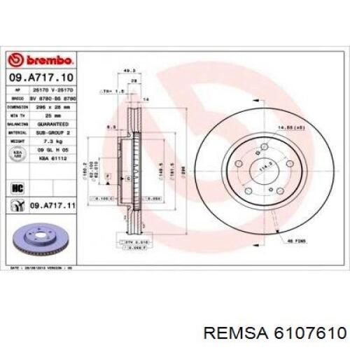 Тормоз дисковый передний Remsa 6107610 цена, от 55.98 USD