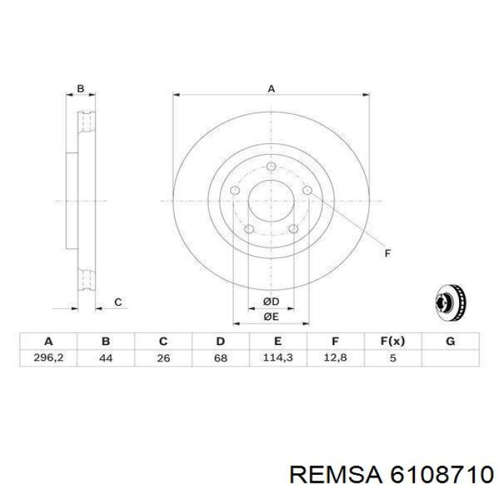 6108710 Remsa Диск тормозной передний