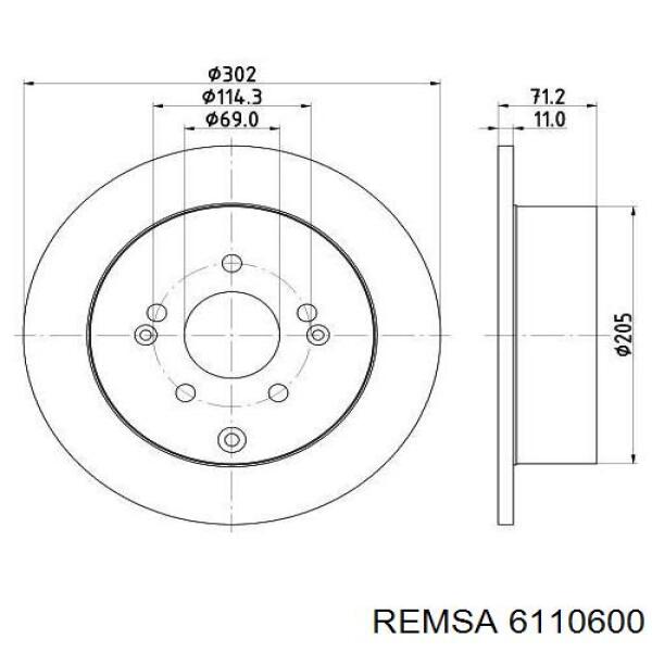 Тормозные диски 6110600 Remsa